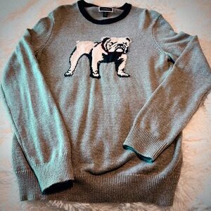 Club Room Gray Sweater with Bulldog Motif